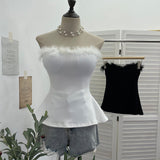 Solid Shot Hair Stitched Knitted Bra With Chest Pad Inside The Waist Sleeveless Wrapped Chest Cloth 9297