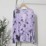 Real Shooting High Value Loose Net Sweater Single Layer Cool Quick Perspective Dyeing Net Yarn Long Sleeve Top 1922