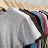 European Ice Silk Mask Gray T-Shirt Women's Short-Sleeved Summer 2025 New Knitted Bottom Collar Top