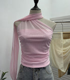 Real Shooting Mesh Ribbon Hanging Neck Folded Sleeveless Top Babes Two-Wearing Design Wrapping Bras 1125