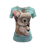 Rabbit Print Wave Point Double-Layer Mesh Yarn Short-Sleeved T-Shirt Girl Summer Hottie Fake Two Thin Tops 1591
