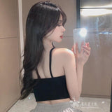 Sexy Babes Sling Vest Women's Summer New Pure Desire To Take A Short Umbilion Small Shoulder-To-Shoulder Vest Wrapped In Corset
