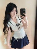 College Style Doll Collar Knitted Women 2026 Summer Pure Hot Babes Small Flying Sleeves Unique Beauty Top