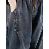 2025 Spring Thin Tight Waist Water Wash Blue Plate Buckle Large Size Loose Old Dad Harun Trousers Casual Jeans Women