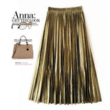 Metal-Sensitive Silk Light Skirt Stand 100-Fold Skirt Woman Long-Singed A-Shaped Skirt