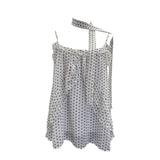 Irregular Lotus Leaf Side Ribbon Sling Sling Vest Loose Lazy Sleeveless Top Woman 9333