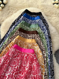 Holiday National Breeze Rheusped Flower Long Skirts Half-Dress Femininity Flalateral Lace Big Swing A Skirt Summer Autumn