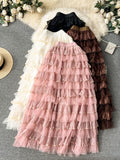 French Gentle Wind Mesh Dress Women's Autumn And Winter New Sweet High-Rise Layer Cake Skirt Temperament Shalin Skirt