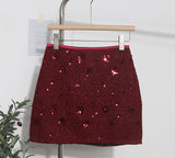 2025 New Scaro Squint Red Skirt High Waist Thin A Word Backbage Anti-Walking Short Skirt 8286