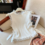 French Small Fragrant Sleeveless Vest Shirt Women's Summer New Design Sense Small Slim Pendative Splicing Vest