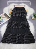 Ocean Spirit Dynamic Mesh Splicing Layer Cake Half Dress Women 2026 Spring Leisure Lazy Can Folded Through The Long Skirt