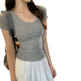 European Goods High-End Feel Shoulder Repair Short-Sleeved T-Shirt Women's Summer 2025 New Niche Fashion Thin Top