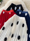 Vintage Big Wave Point Hundred Folded Skirt High-End Half-Dress Women 2026 Spring New High-Waist A Pendant Long Dress