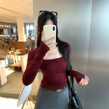 2026 Early Spring Lyselle Tiansi Square Collar With A Bottom Shirt Women's Autumn And Winter Beautiful Long Sleeve Top