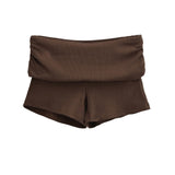 Solid Color Low-Rise Lateral Waist Waist Sports Shorts Female Pack Elastic Leisure Bottom Hot Pants