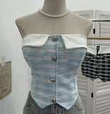 Real-Patled With Chest Pad Single-Breasted Buckle Tset Bra Vest Coarse Flower Lattice Lattice Lattice 8132
