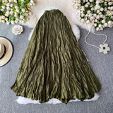 Design Sense Of Irregular Folding High Waist Half-Dress Woman 2025 Summer New Set Of Meat Display Skinny Swing Dress