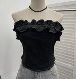 No Shoulder Strap Lotus Side Of The Shoulder Cowboy Tector Tset Bosom Tie Short Wearing Sling Vest 2713