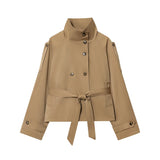 Autumn 2025 New Women's Fashion Elegant Double Buckle With Wind Coat 6620085