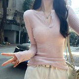 Wool Knitted Bottom Shirt Women's Autumn And Winter 2025 New White Inside High-End Feel Super Beautiful Beautiful Beautiful Beautiful Shirt