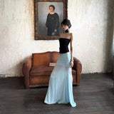 Seaside Net Dress Small Blue Dress Girl Summer Hot Girl Fishtail Skirt Temperament Ass Skirt Skirt
