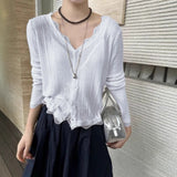 Korean Temperament Summer New Sweet V-Neck Lace Border Tanning Shirt Outside The Shawl Knit Shirt Air-Conditioning Shirt