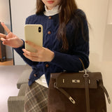 Vintage Loose Silk Sweater Women's Autumn And Winter 2025 New Simple Warm Knitted Cardigan Jacket