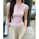 Direct Design Feel Super Good-Looking Shoulder Short-Sleeved T-Shirts For The Summer New Slimming Sweet Hot Top