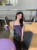 Purple Small Broken Flower Slightly Through The Long-Sleeved T-Shirt Girl Spring And Summer 2026 New Inner Repair Body Smear Bra Vest Two Sets