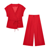 2025 Spring And Summer New Women's Fashion Temperament Casual Sleeveless Double Vest Folding Pants 8056586