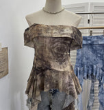 Wasteland Hot Babes Wind Shoulder Thin Mesh Printing Ribbon Clothes Irregular Design T-Shirt 8156