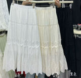 French Embroidery Flower Hollow Lace Splicing Half Dress Girl Spring 2026 High-Waist A Word Loose Swing Cake Skirt