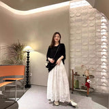 Big Swinging Flower Lace Fairy Dress 2025 Spring New Korean Version Of The Tight Waist Heavy Industry Embroidery Skirt Half-Body Skirt