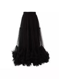 Multi-Layer Cake Dancing Net Dress In The Long Heavy Industry Half-Body Skirt Wood Ear A-Word Swing Ponum Skirt Yarn Skirt