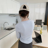 European T-Shirt Solid Color Slim Long-Sleeved T-Shirt Woman 2025 New Thin Air Ins On The Bottom Of The Top