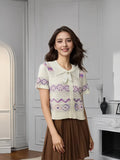 Small Fragrant Knitted Short-Sleeved Women Summer 2025 New Fashion Fashion Trendy Doll Collar Short Top Tide