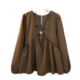 Large-Size Women's Clothing 2025 Spring And Autumn New Women's Fat Mm Long-Sleeved V-Neck Loose Thin Gas Coat To Cover The Stomach
