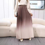 2025 New High-End Women's Dress Gradient Half-Dress Skirt Women's Long Dress High Waist Lengthened Version Of The 100-Folded Skirt
