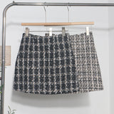 Real Shooting Long-Term Plus Single Lattice Coarse Flowers, Short Skirt Autumn And Winter With High Waist Thin A Word Bag Hip Skirt1920