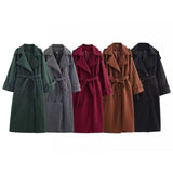 2025 Autumn New Women's Classic British Style Double Row Buckle Trousers Hair Coat Coat Woman