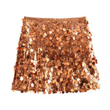 2025 Winter New Sexy A-Shaped Skirt High-Waisted Squine Miniskirt 3920139