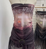 Real Shot With Chest Pad Anti-Slip Strip Net Yarn Printing Tector Woman Thin Perene Single-Layer Irregular Dress 1309