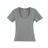 This Year's Popular Beautiful Korean U-Neck Shoulder Short-Sleeved T-Shirt Women's Summer 2025 New Sweet And Spicy Bodywear