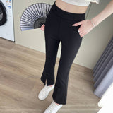 New Chinese Style Micro-Trumpet Women's Summer 2025 New Small High-Waist Hanging Elastic Opening Suit Pants
