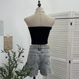 Thorn Cross Print Chest Vest Sling Female With Chest Cushions Anti-Slip Strip Short Babes Top 1298