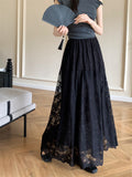 French Heavy Industry Embroidery Hook Hollow Dress Woman 2025 Spring Korean Loose Waist Big Swing Gentle Style Long Dress