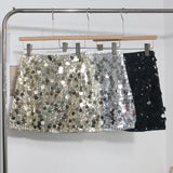 Real Shooting Atmosphere Heavy-Working Sequin A Short Skirt High Waist Thin Anti-Walking You Inner Liner Hip Skirt 8036