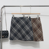 Real Shooting High-Rise Thin Lattice Half-Dress Woman 2025 New Winter New Material A Word-Packed Hip Anti-Walking Short Skirt 8922
