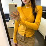 Small High-Neckless Sleeveless Vest V-Neck Cardigan T-Shirt Two Sets Of Women's Autumn And Winter 2025 New Explosive Top