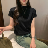 Simply Wind Half-High Collar Sleeveless Knitted Shirt Women's Summer Slim Design Sweater Waist High-End Feel Top